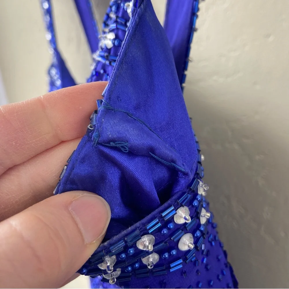 Stunning Alyce Designs formal gown - sapphire blue w/ silver and blue beading - Picture 13 of 13